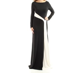 RALPH LAUREN Black Color Block Long Sleeve Formal maxi dress | sz 4.